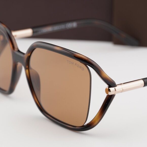 Tom Ford Solange-02 FT1089 52E Square Sunglasses - Dark Havana\Brown - Picture 2 of 10